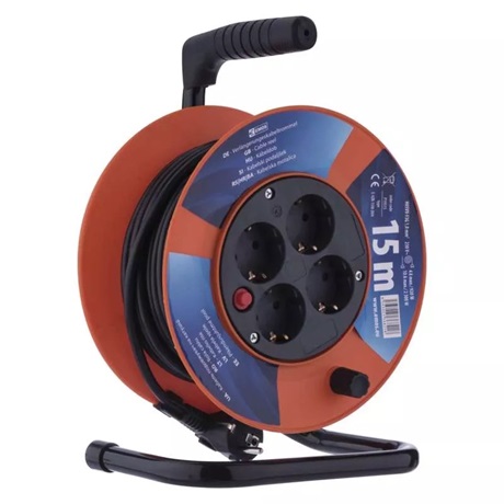 KÁBELDOB 15 M / 4 ALJZAT / FEKETE / PVC / 230 V / 1 MM2