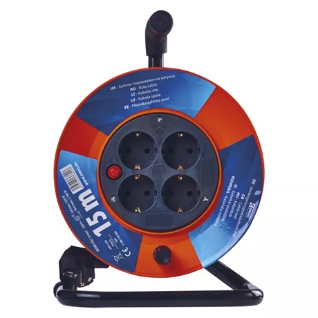 KÁBELDOB 15 M / 4 ALJZAT / FEKETE / PVC / 230 V / 1 MM2 - Image 2