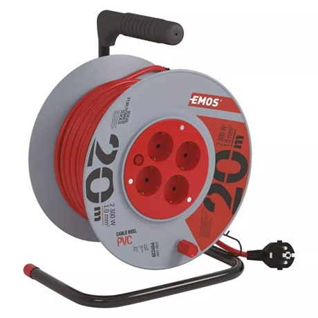 KÁBELDOB 20 M / 4 ALJZAT / PIROS / PVC / 230 V / 1 MM2