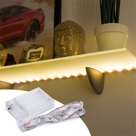 LED SZALAG - MELEGFEHÉR - 1 M - 3 X AA ELEMES - Image 2