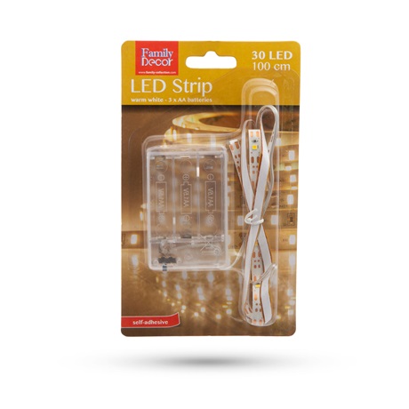 LED SZALAG - MELEGFEHÉR - 1 M - 3 X AA ELEMES - Image 5