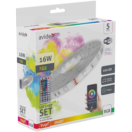LED SZALAG BLISZTER 12V 16W RGB 5m TUYA - Zene vez. + IR távirányító - Image 2