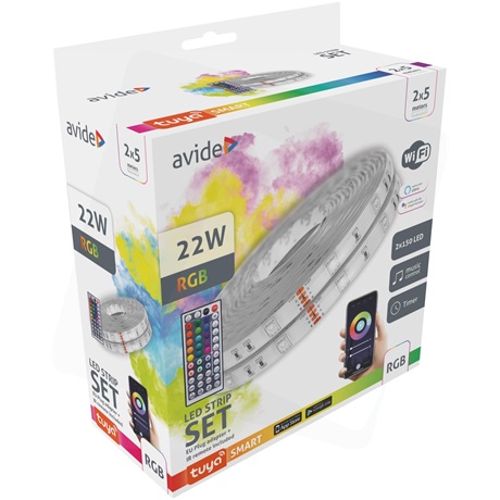 LED SZALAG BLISZTER 12V 22W RGB 2x5m TUYA - Zene vez. + IR távirányító - Image 2