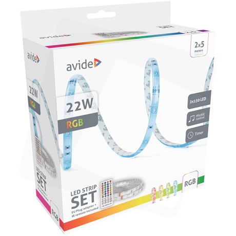 LED SZALAG BLISZTER 12V 22W RGB 2x5m Zene vezérlés + IR távirányító - Image 2