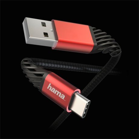ADATKÁBEL USB TYPE-C "EXTREME" 1,5M, FEKETE-PIROS - Image 2
