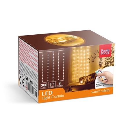 LED FÉNYFÜGGÖNY 3X3 M MELEGFEHÉR 4 LED FÉNYFÜGGÖNY 3X3 M MELEGFEHÉR - Image 4