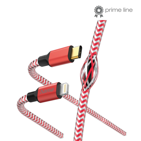 ADATKÁBEL USB TYPE-C LIGHTNING "REFLECTIVE" 1,5M, PIROS