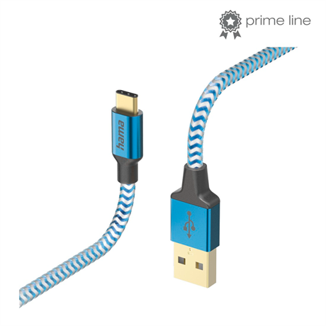 ADATKÁBEL USB TYPE-C "REFLECTIVE" 1,5M, KÉK