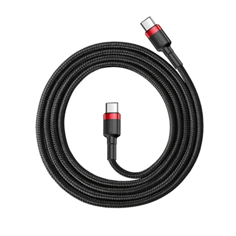 HÁLÓZATI TÖLTŐ USB TYPE-C, 60W GYORSTÖLTŐ ADATKÁBEL, 1M, FEKETE/PIROS - Image 3