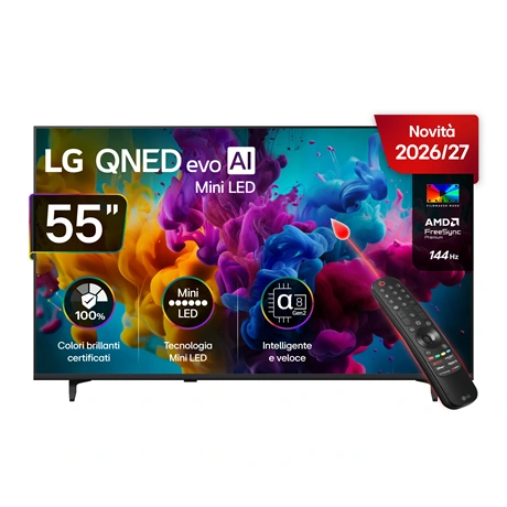 TV 55" 4K UHD QNEDEVO MINI LED  AI SMART TV,2026 144 HZ VRR WEBOS
